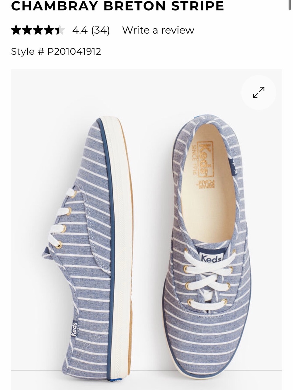 Keds Chambray Breton Stripe Lace-Up Sneakers in Blue & White